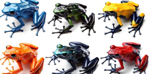 Poster - A group of colorful frogs sitting on top of each other. Perfect for nature and wildlife designs