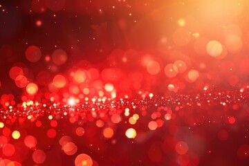 Poster - Vibrant red background with numerous glowing lights. Perfect for adding a festive touch to designs