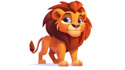 Wall Mural - Isolated white background with a cute cartoon male lion