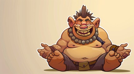 Troll with big smile and open hands. Modern clip art illustration with simple gradient.