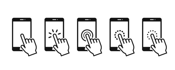 Poster - hand touch screen smartphone icon. click on the smartphone. vector icon set