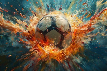 soccer ball with paint and explosion effect
