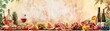 © pawimon - Food and wine festivals cultural cuisines flat design side view global flavors theme water color colored pastel