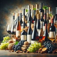 Wall Mural - wine bottles collection