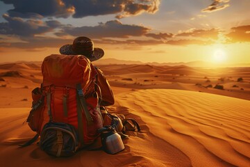 a person sitting in the desert