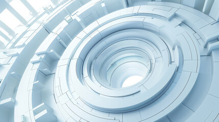 Abstract architecture background: 3D white building, futuristic design.