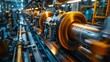 © familymedia - Close-up of high-speed rotating machinery parts in an industrial plant