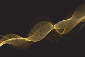 Sinuous golden lines weave over black, ideal for sophisticated, modern graphic background