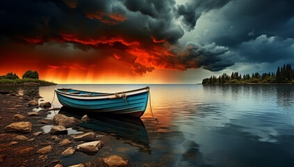 Wall Mural - Waters of Solace Beneath the Red Clouds