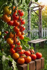 ripe tomato in the garden