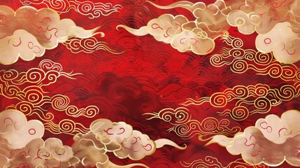 The background of this modern Chinese art pattern is red gold