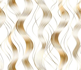 Wall Mural - Vector seamless pattern with elegant simple lines, gold on white background, fine art print 
