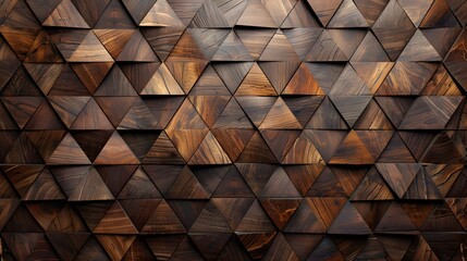 dark brown wooden geometric wall background with triangular patterns
