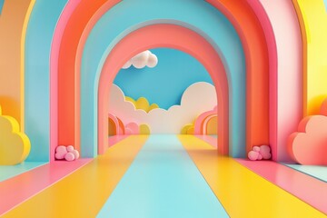 Sticker - colorful arched stage for children