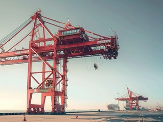 Industrial Giants: The Mighty Crane in a Busy Port