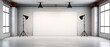 © FoxGrafy - Minimal studio, bright spotlights on white background, empty