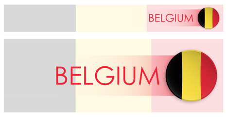 Wall Mural - Belgium flag horizontal web banner in modern neomorphism style. Webpage Belgian country header button for mobile application or internet site. Vector