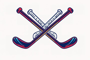 Wall Mural - Field hockey. Sports supplies for playing on a white background. Hockey stick and ball. Crossed sticks for hockey. Sports competition on the grass. 