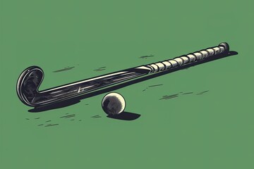 Sticker - Field hockey stick and ball on the green field