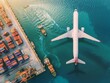 © Paulius - Strategic Aerial Perspective: Cargo Plane Overseeing Port Operations in Global Trade and Smart Logis