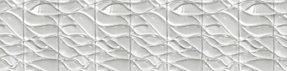 Leinwandbilder - White waves 3d glass tiles tile mosaic ceramic texture wall background banner panorama, seamless pattern