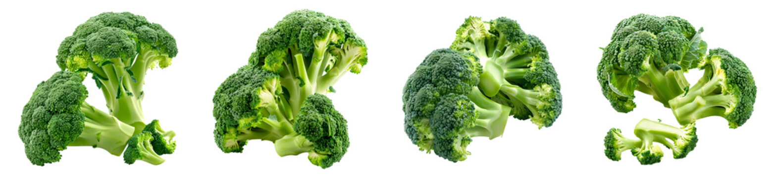 Broccoli, isolated, PNG set