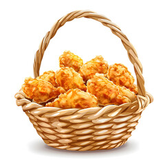 Poster - Vector illustration of a chicken strip basket on a white background. Suitable for crafting and digital design projects.[A-0001] .