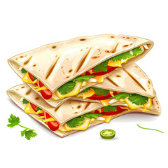 Wall Mural - Vector illustration of a quesadilla on a white background. Suitable for crafting and digital design projects.[A-0002]