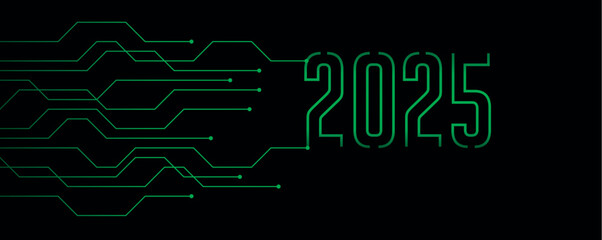 Aufkleber - green technology banner 2025 circuit board electronics digital vector illustration EPS10