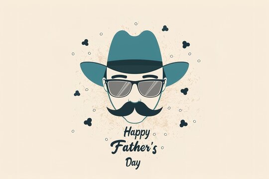 A Father's Day card featuring a mustache and hat, perfect for celebrating dad's special day.