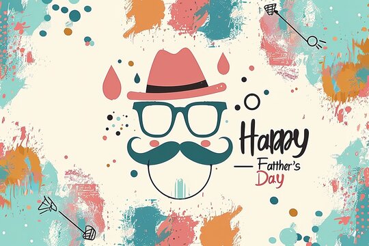 A Father's Day card featuring a mustache and hat, perfect for celebrating dad's special day.
