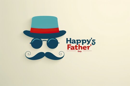 A Father's Day card featuring a mustache and hat, perfect for celebrating dad's special day.