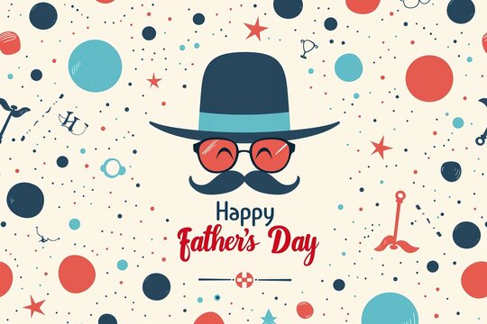 A Father's Day card featuring a mustache and hat, perfect for celebrating dad's special day.
