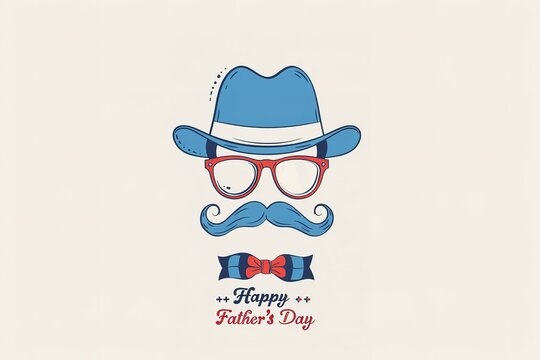 A Father's Day card featuring a mustache and hat, perfect for celebrating dad's special day.