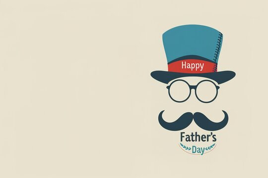A Father's Day card featuring a mustache and hat, perfect for celebrating dad's special day.