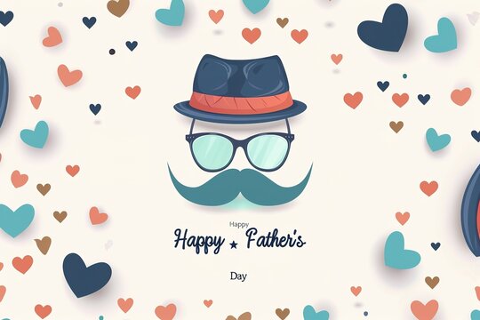 A Father's Day card featuring a mustache and hat, perfect for celebrating dad's special day.