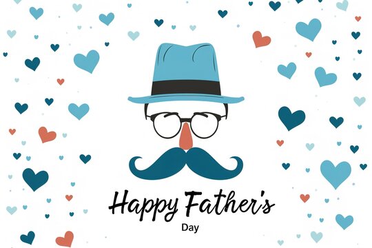 A Father's Day card featuring a mustache and hat, perfect for celebrating dad's special day.