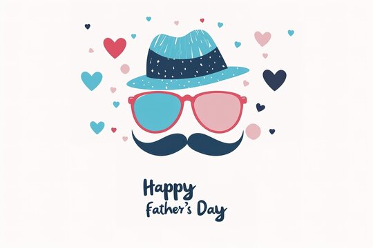 A Father's Day card featuring a mustache and hat, perfect for celebrating dad's special day.