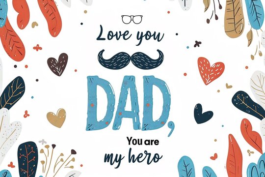 A Father's Day card featuring a mustache and hat, perfect for celebrating dad's special day.