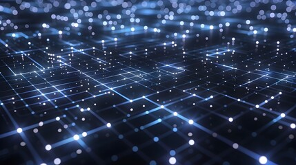Glowing Data Circuits Forming Futuristic Grid in Sleek Modern Design