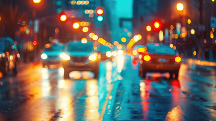 Wall Mural - Blurred Lights of Cars on Night Street