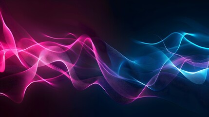 Wall Mural - Vibrant Neon Waveforms in Abstract Digital Landscape