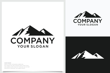 Mountain logo design template black icon and mountain logo vector