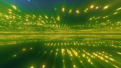 Poster - Abstract green glowing energy hi-tech lines and digital particles tunnel with bokeh effect background. Video in high quality 4k, motion design