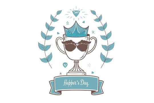A Father's Day card featuring a mustache and hat, perfect for celebrating dad's special day.