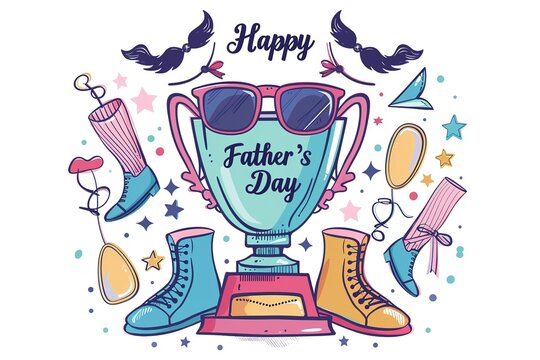 A Father's Day card featuring a mustache and hat, perfect for celebrating dad's special day.