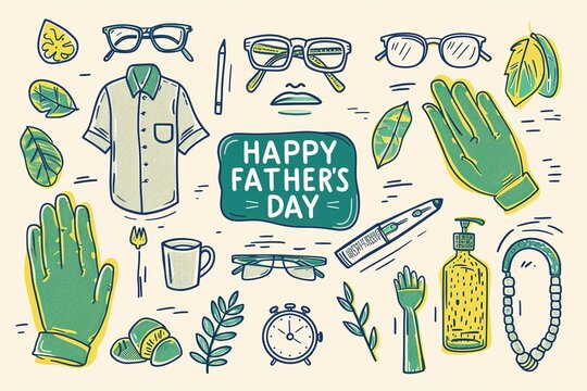 A Father's Day card featuring a mustache and hat, perfect for celebrating dad's special day.