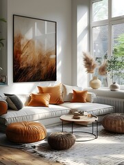 Wall Mural - Modern D Living Room Wall Poster Mockup on ISO A Paper Size