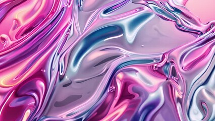 Poster - A colorful abstract artwork featuring swirling pink, blue, and purple hues, creating a liquid-like texture with a glossy finish that highlights the vibrant tones.