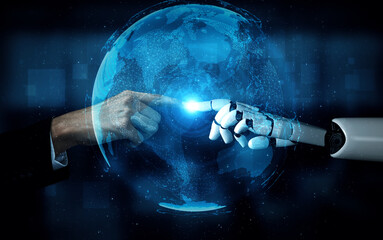 Poster - mlb 3d rendering artificial intelligence ai research of robot and cyborg development for future of p